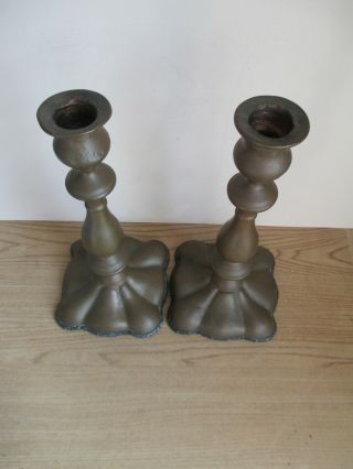Two pairs Antique 18th 19th Century Bronze Copper candlesticks 27.  5 24.  5 cm 3