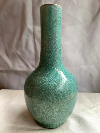 Antique Chinese Porcelain Green - Glazed Crackle Ceramic Vase No Mark 2