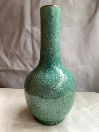 Antique Chinese Porcelain Green - Glazed Crackle Ceramic Vase No Mark 3