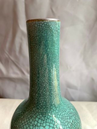 Antique Chinese Porcelain Green - Glazed Crackle Ceramic Vase No Mark 6