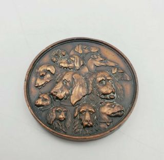 Vintage Antique Bronze Dog Canine Medal Award Token