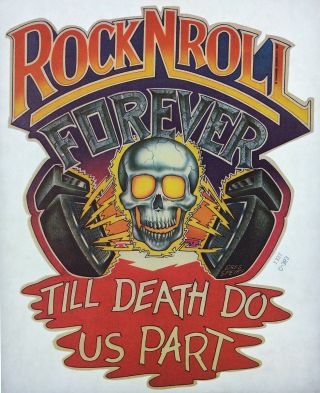 Vintage Rock N Roll Forever Till Death Do Us Part Iron On Transfer