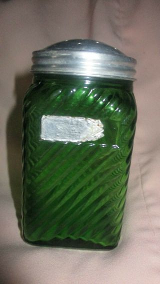Antique Forest Green Hoosier Glass Jars Shaker Ribbed
