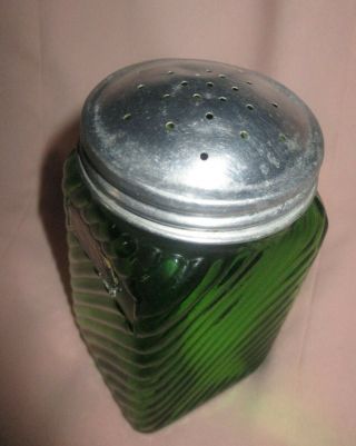Antique Forest Green Hoosier Glass Jars Shaker Ribbed 3