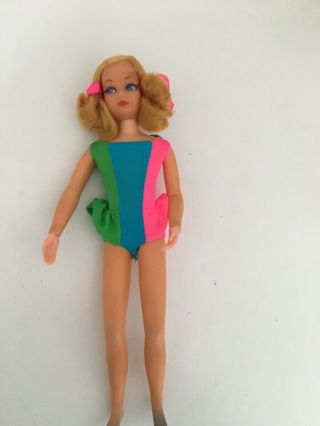 Vtg Skipper Barbie Doll 1970 Tnt 1105 Blonde Banana Sausage Curls