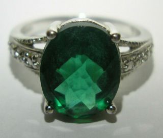 Vintage Sterling Silver Ring With Blue Green Spinel Gemstone Marked 925 R