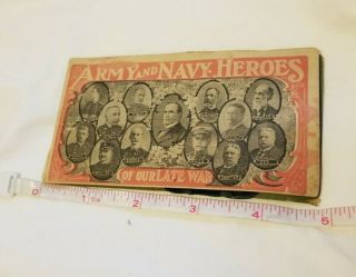Antique Needle Book Sample Case Advertising Army & Navy Heroes & Uss Olympia