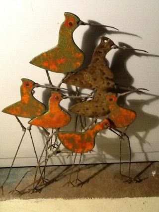 Mid Century Curtis Jere Enameled Sandpiper Wall Sculpture Signed Metal 27 " X 18 "