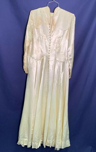Vintage Formal Satin Bridal Dress Wedding Gown Covered Buttons B - 40,  W - 34