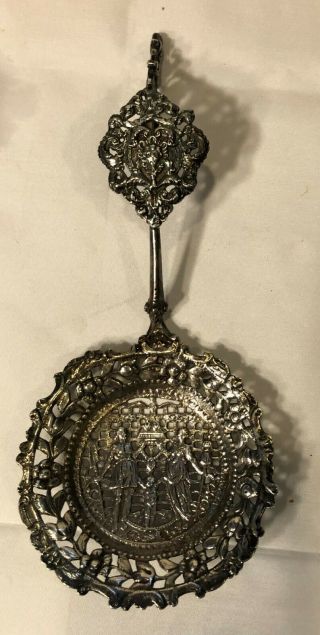 Silver Cranberry Spoon With Elaborate Filigree Work.