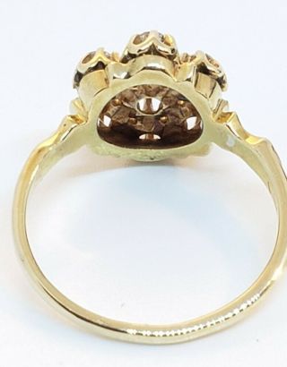 Antique 14 kt yellow gold ladies diamond cluster ring 6 3/4 2