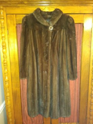 Vintage I.  Magnin Full Length Mink Coat.  Rich Sable Brown.