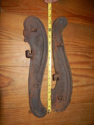 2 ANTIQUE CAST IRON PARLOR WOOD STOVE PARTS steam punk FANCY left and right 1476 2