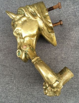 Large antique french door knocker brass early 1900 ' s lion horse mansion castle 5