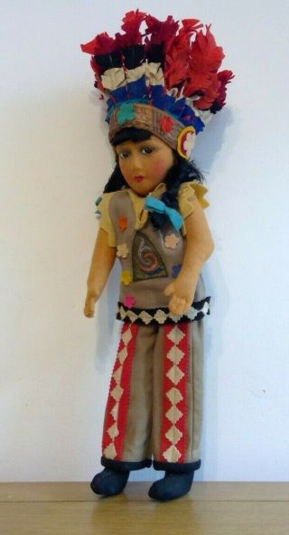 Rare Joao Perotti North American Antique/vintage Felt/cloth Doll - Lenci Style
