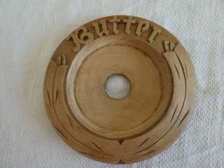 Vintage Carved Wood Surround English Butter Dish Kitchenalia - No Liner