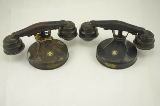 Pair Antique Sh Couch " Handifone " Small Metal Intercom Telephones