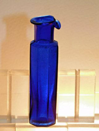 Antique Bottle Lovely Cobalt Blue Hexagon 1 Oz Pour Lip Ink Old Bottle 1880 