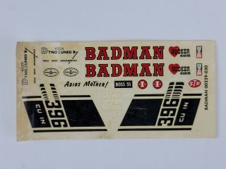Vintage Monogram Model Kit Badman Chevy Decal Sheet Only