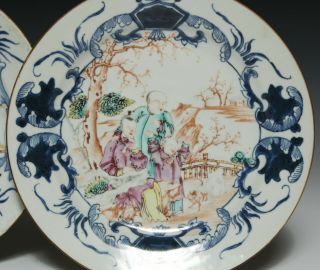 Pair Antique Chinese Famille Rose Export Plates Qianlong Period 18thC 2