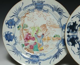 Pair Antique Chinese Famille Rose Export Plates Qianlong Period 18thC 3