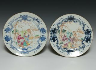 Pair Antique Chinese Famille Rose Export Plates Qianlong Period 18thC 4