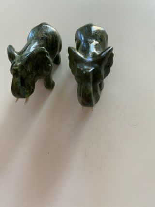 Vintage Small Hand Carved Jade Elephants Figurine
