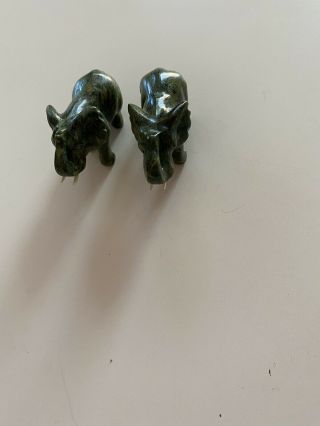 Vintage Small Hand Carved Jade Elephants Figurine 3