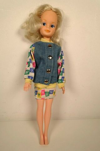 Vintage Pedigree Sindy Doll 1980s Blonde,  Retro 80s Denim Sindy Outfit