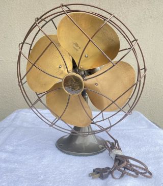 Antique Vintage Emerson Electric Oscillating 6250 - K Brass Fan