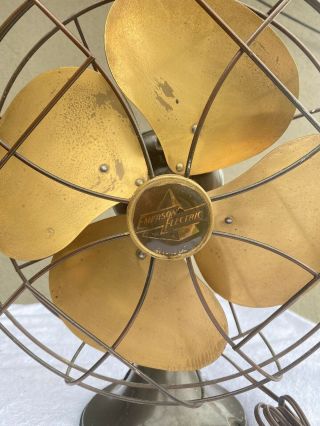 Antique Vintage Emerson Electric Oscillating 6250 - K Brass Fan 2
