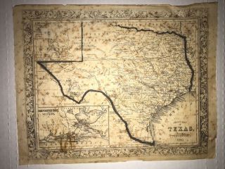 Antique 1860 County Map Of Texas Scarce