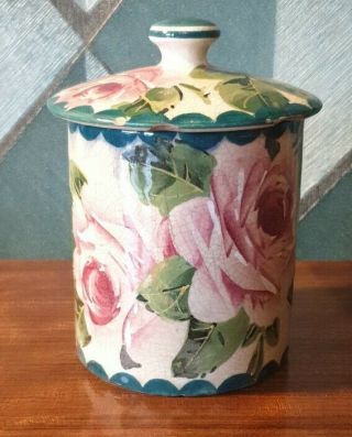 Antique Scottish Wemyss Ware Pottery Jam/preserve Pot In Cabbage Rose Decoration