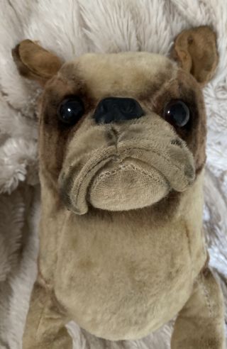 Rare Vintage Kamar English Mohair Bulldog Plush Dog Japan 9”
