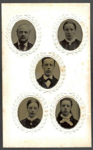 Cdv Tintype Multi Photo Family Lowrie Studio Fleet Street London 1870s - 1880s