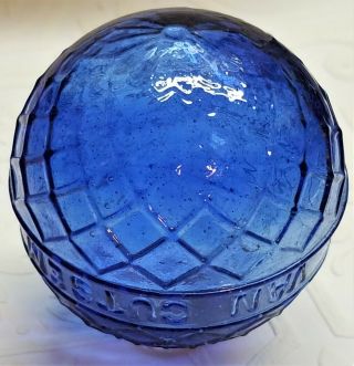 Early Antique Van Gutsem Blue Glass Target Ball/hunting/outdoor Sport/