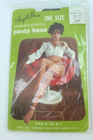 Vintage 70s Angel Sheer Seamless Stretch Panty Hose - Fits 5 