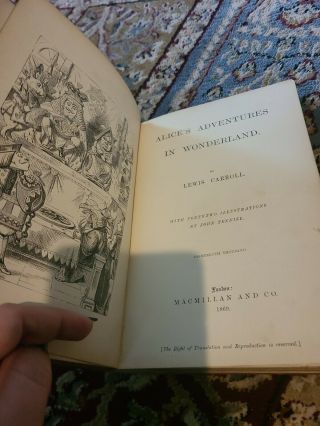 1869 Lewis Carroll ' s Alice In Wonderland Antique Book 5