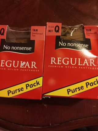 Rare Set Of 3 No Nonsense Regular " Q " Panty Hose Purse Packs