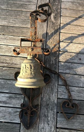 Weathered Patina Vintage Brass Hanging Door Bell Chain Pull Wall Fit - Mallorca