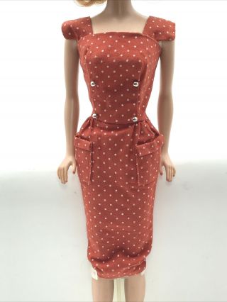 Vintage Mattel Barbie Fashion Pak Polka Dot Sheath Dress Rust Red 1962 - 63