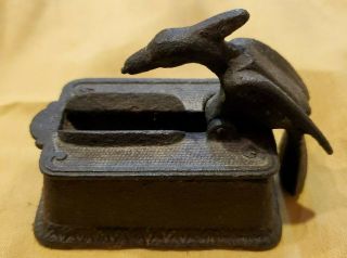 Antique Cast Iron Woodpecker Bird Toothpick Match Dispenser