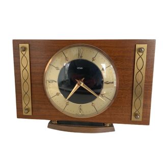 Vintage 1960’s 70’s Retro Mid Century Metamec Mantel Clock Oak Brass