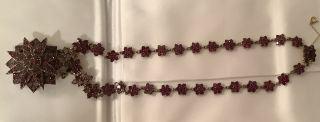 Stunning Antique Flat Top Cut Garnet Necklace With Removable Pendant Vermeil