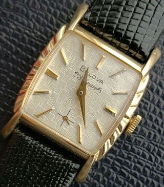 Vintage Bulova Fancy Case Textured Dial,  23j,  Crystal And Band.