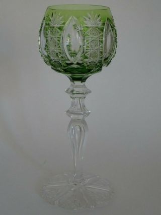 One Antique Roemer Wine Glass Crystal Val Saint Lambert Mousse Pattern Bourget