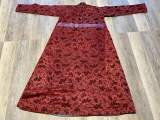 Antique 1910 1920s Chinese Brocade Silk Tapestry Velvet Robe Dress