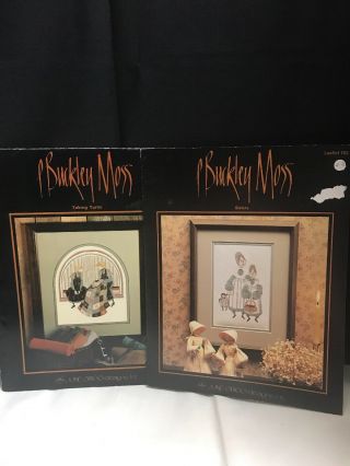 Set Of 2 P Buckley Moss Cross Stitch Pattern Leaflets Sisters & Taking Turns