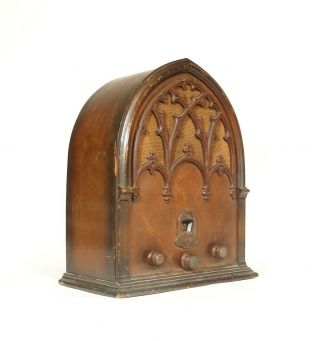 1932 Echophone Gothic Cathedral Superhet Radio Antique Walnut Dusty But 3