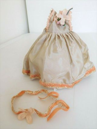 Vintage Cosmopolitan Ginger Taffeta Dress Gown W/waist Tie Bow For 8 " Doll,  Ginny